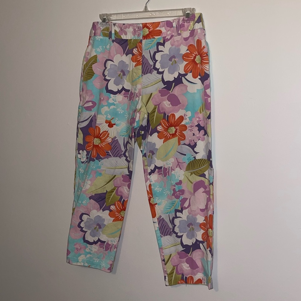 Talbot's Cropped Pants Multi-Color Floral Size 14